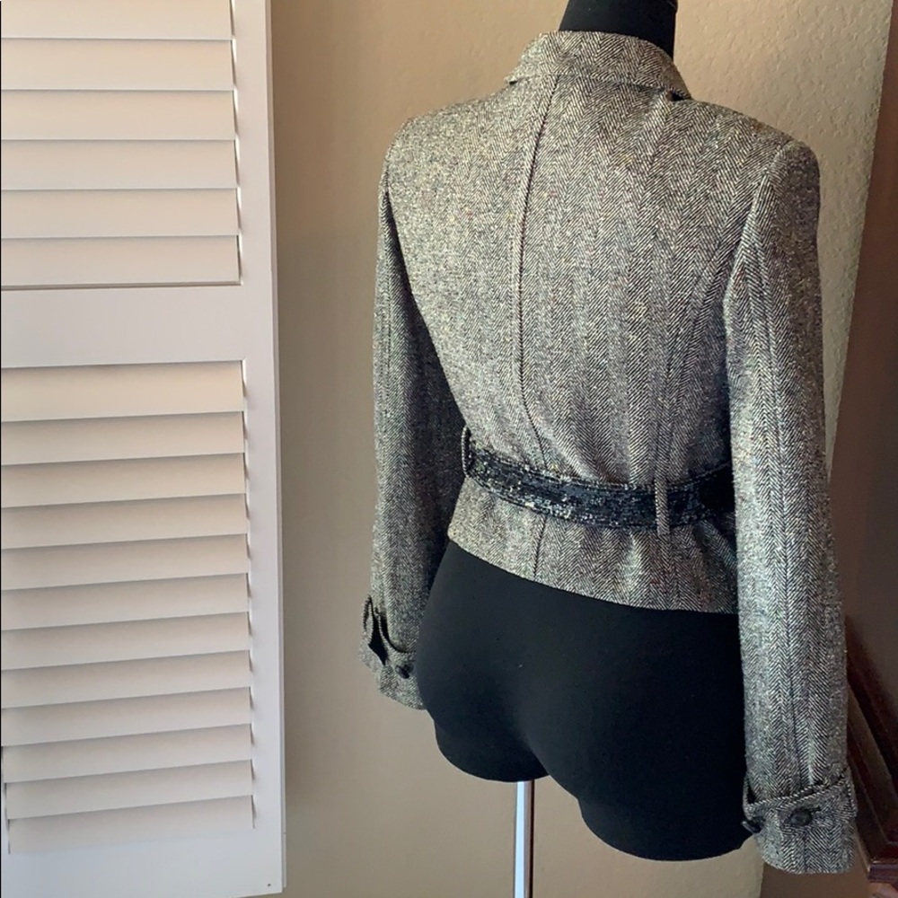 BCBGMAXAZRIA Womens Tweed Jacket Belted Size Medium - Picture 4 of 7